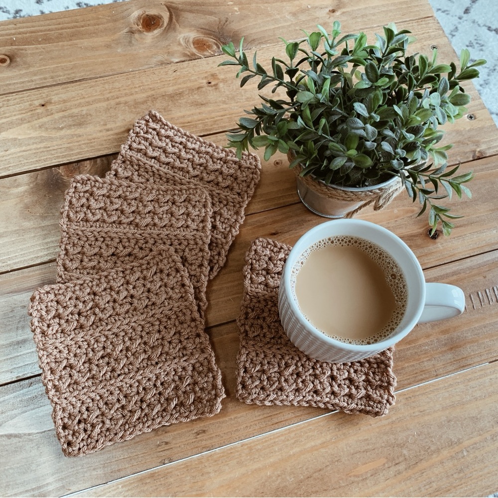 Boho crochet coffee coasters